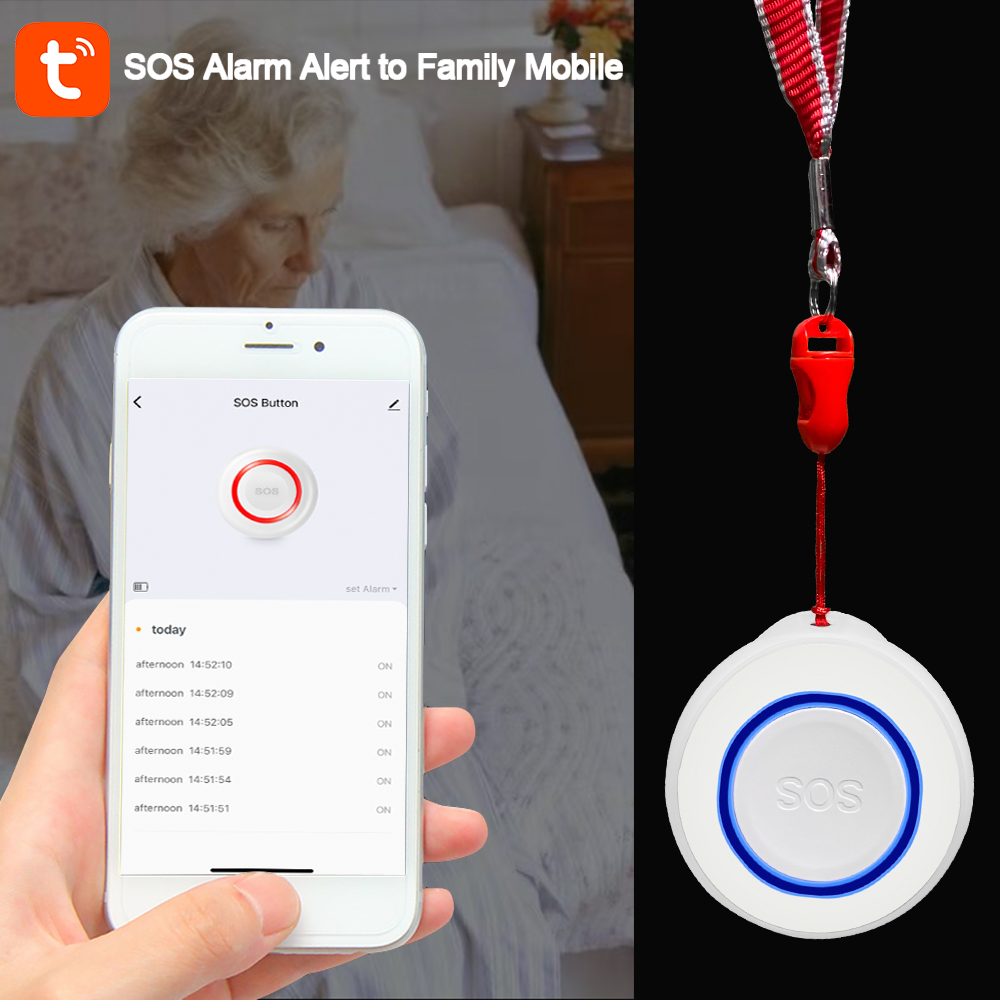 Home Security Outdoor - Tuya WiFi SOS زر إنذار بطارية