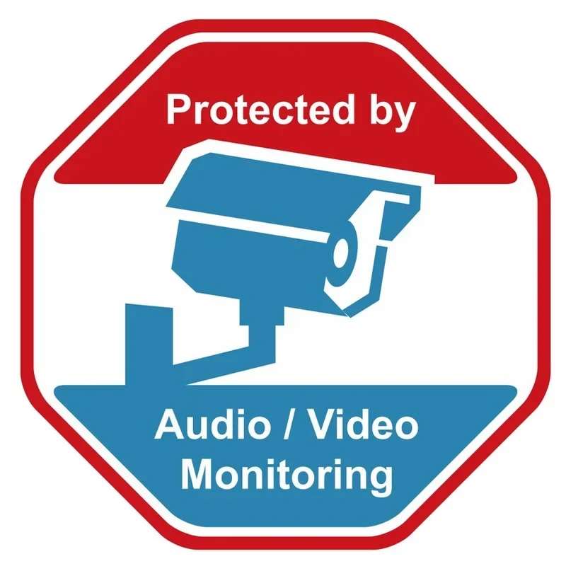 Home Security With Camera - بطاقة تحذيرية لاصقة للكاميرات المراقبة بتصميم