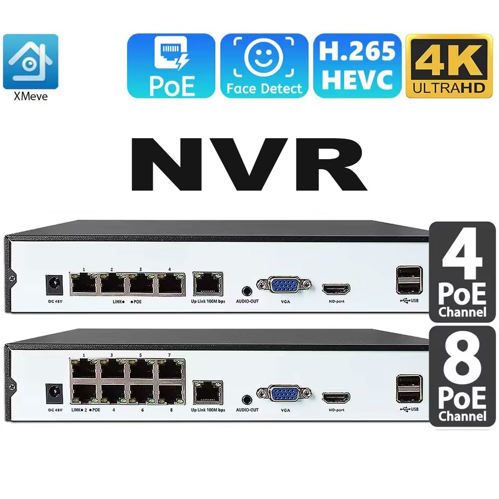 4CH 8CH 48v POE 4K NVR Onvif H - مراجعة Home Security With Camera وسعره