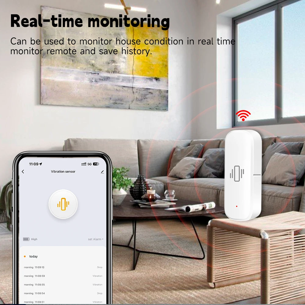 مستشعر اهتزاز ذكي بتقنية واي ف - مراجعة Home Security App وسعره