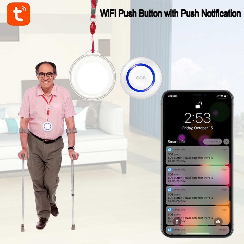 Tuya WiFi SOS زر إنذار بطارية  - مراجعة Home Security Outdoor وسعره