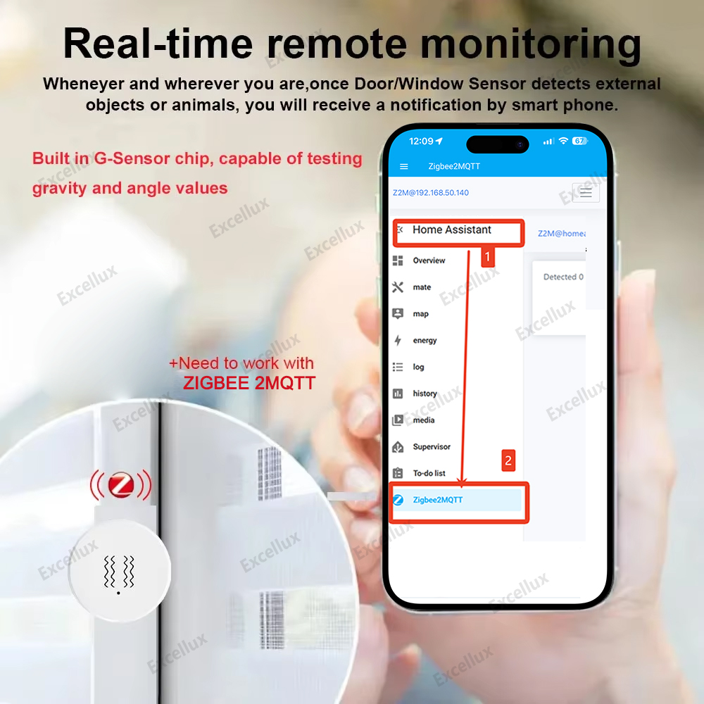 Zigbee 3.0 مستشعر الاهتزاز الذ - مراجعة Home Security App وسعره